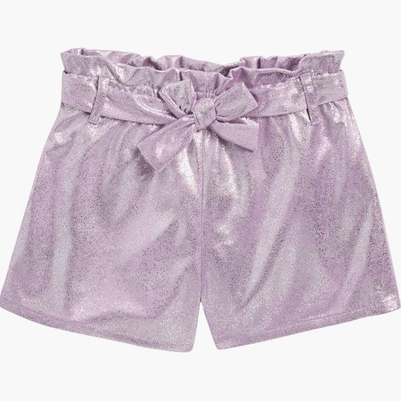 Flapdoodles Other - Flapdoodles Shiny Lavender Paper Bag Faux-Tie-Waist Shorts